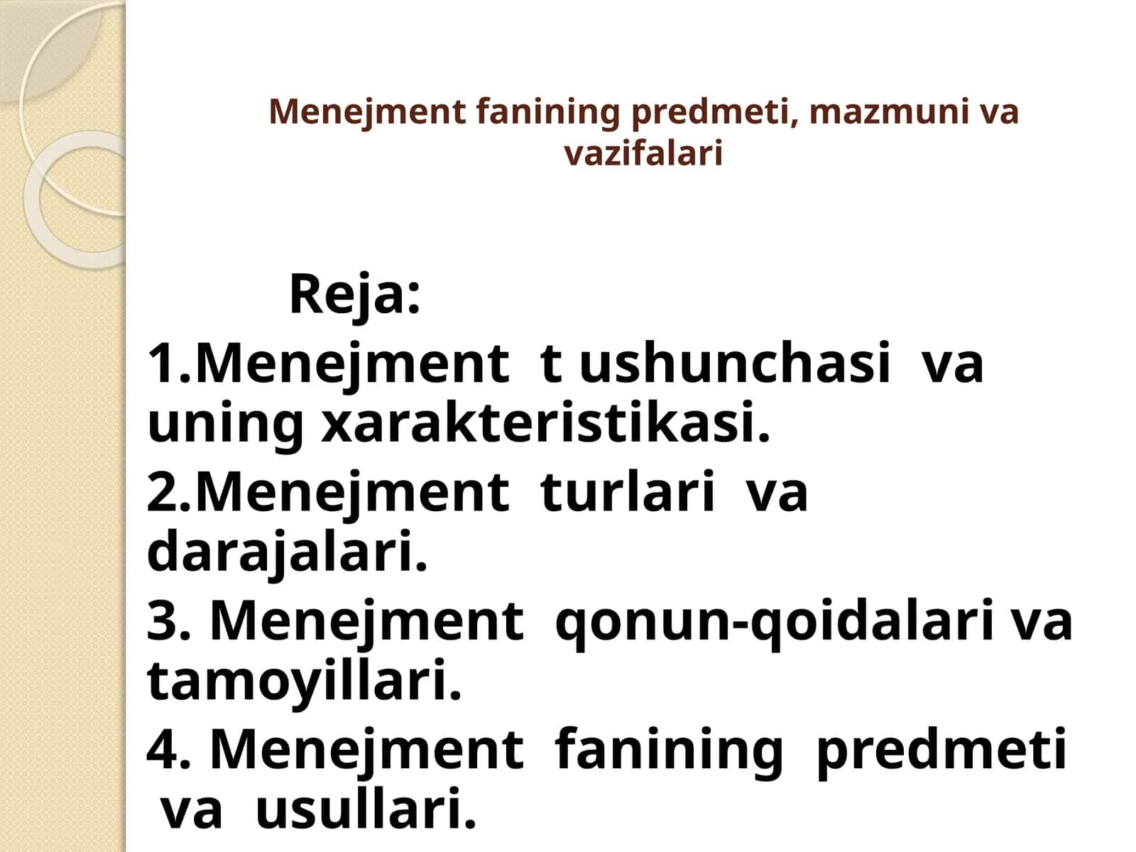 Menejmentfaniningpredmeti,mazmunivavazifalari 1
