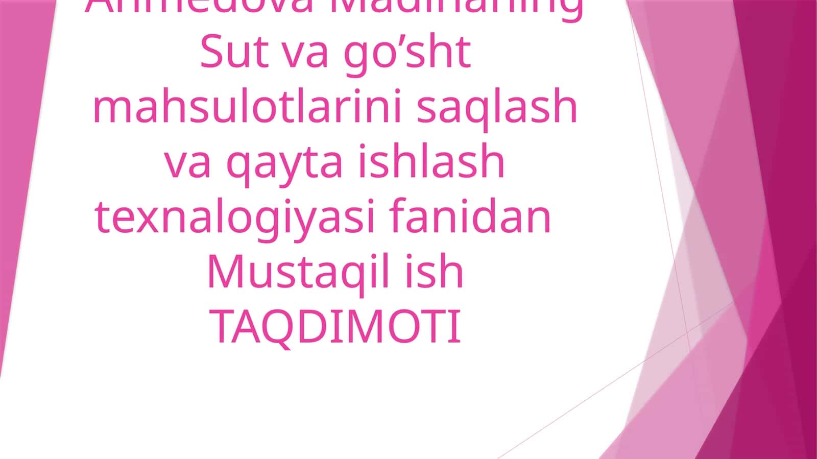 Sut va go’sht mahsulotlarini saqlash va qayta ishlash texnalogiyasi fanidan 1