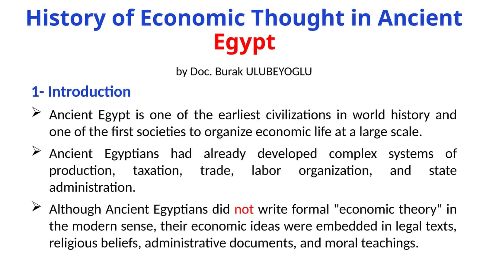 History of Economic Thought in AncientEgypt 1