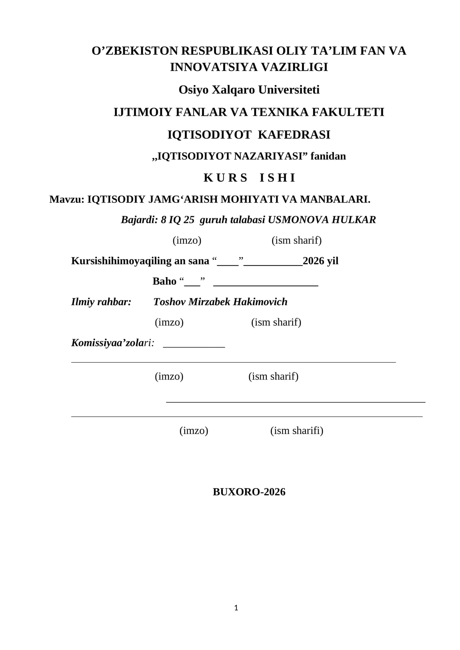 IQTISODIY JAMGʻARISH MOHIYATI VA MANBALARI 1