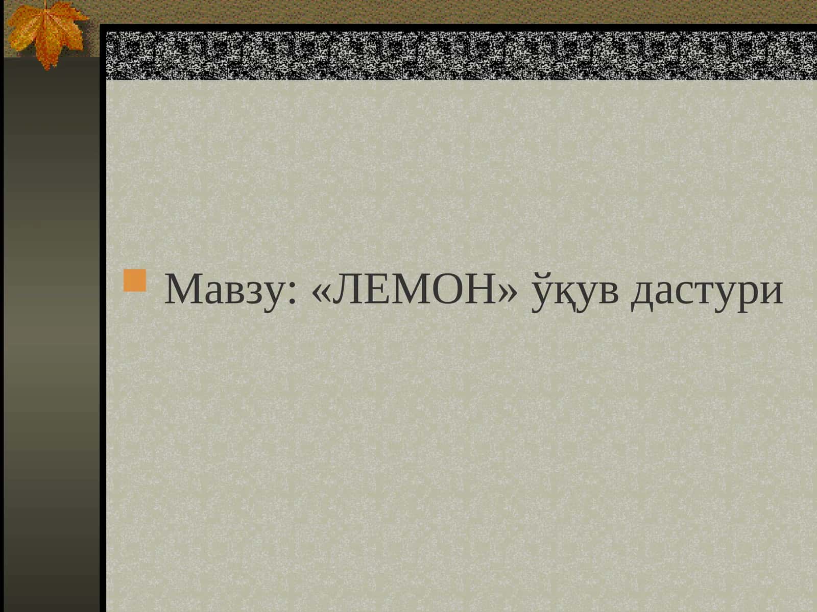 ЛЕМОН ўқув дастури 1