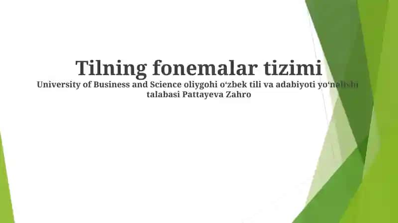 Tilning fonemalar tizimi 1