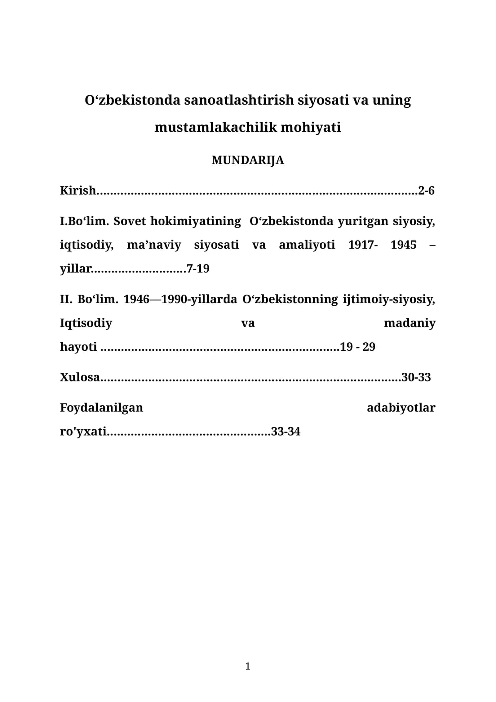 O‘zbekistonda sanoatlashtirish siyosati va uning mustamlakachilik mohiyati 1