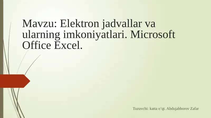 Microsoft Office Excel 1