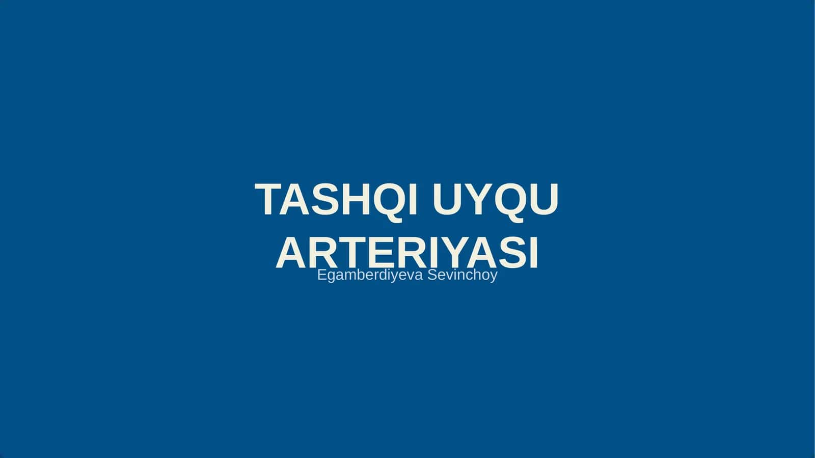 TASHQI UYQU ARTERIYASI 1