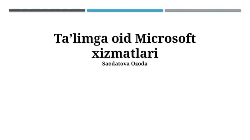 Microsoft Ta'lim Xizmatlari 1