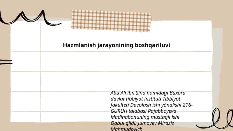 Hazmlanish jarayonining boshqariluvi 1