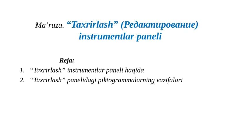 Taxrirlash paneli 1