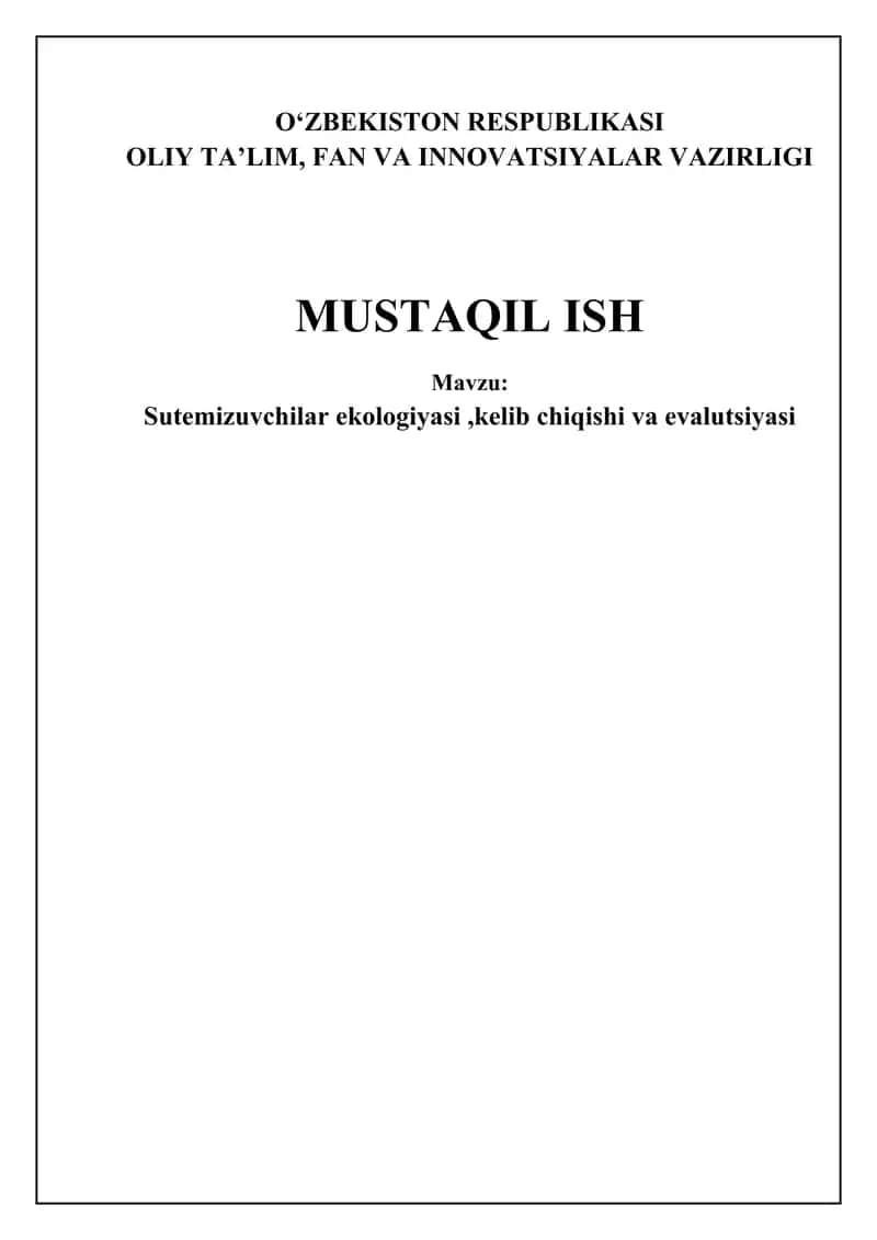 Suv burmalari ekologiyasi, kelib chiqishi va evolyutsiyasi 1