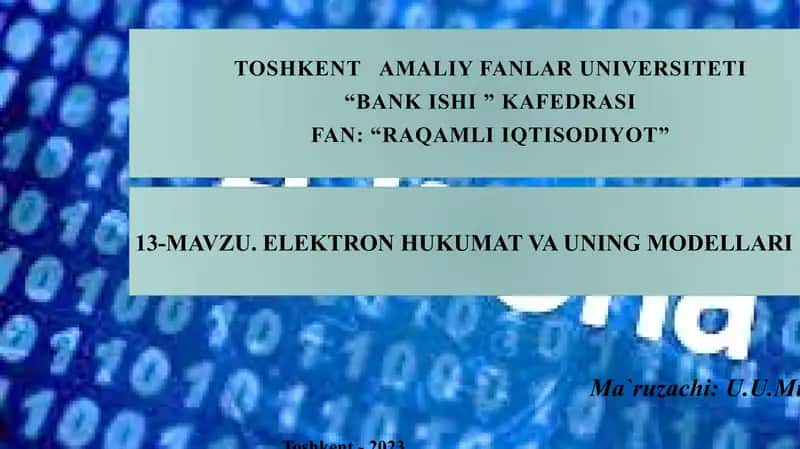 Elektron hukumat va uning modellari 1