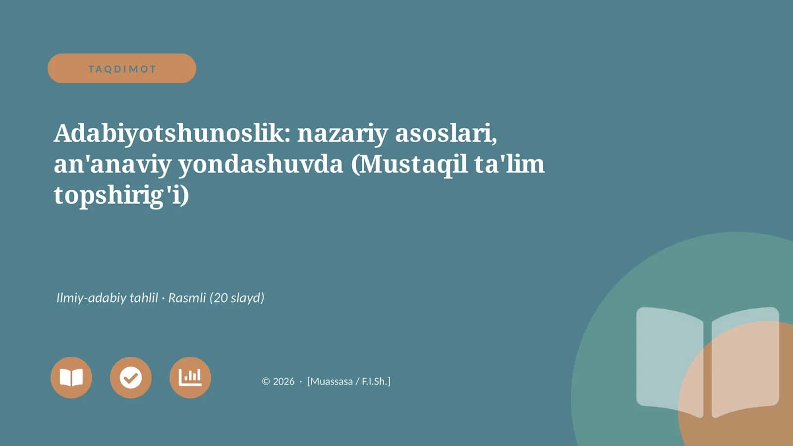Adabiyotshunoslik: nazariy asoslari, an'anaviy yondashuvda (Mustaqil ta'lim topshirig'i) 1