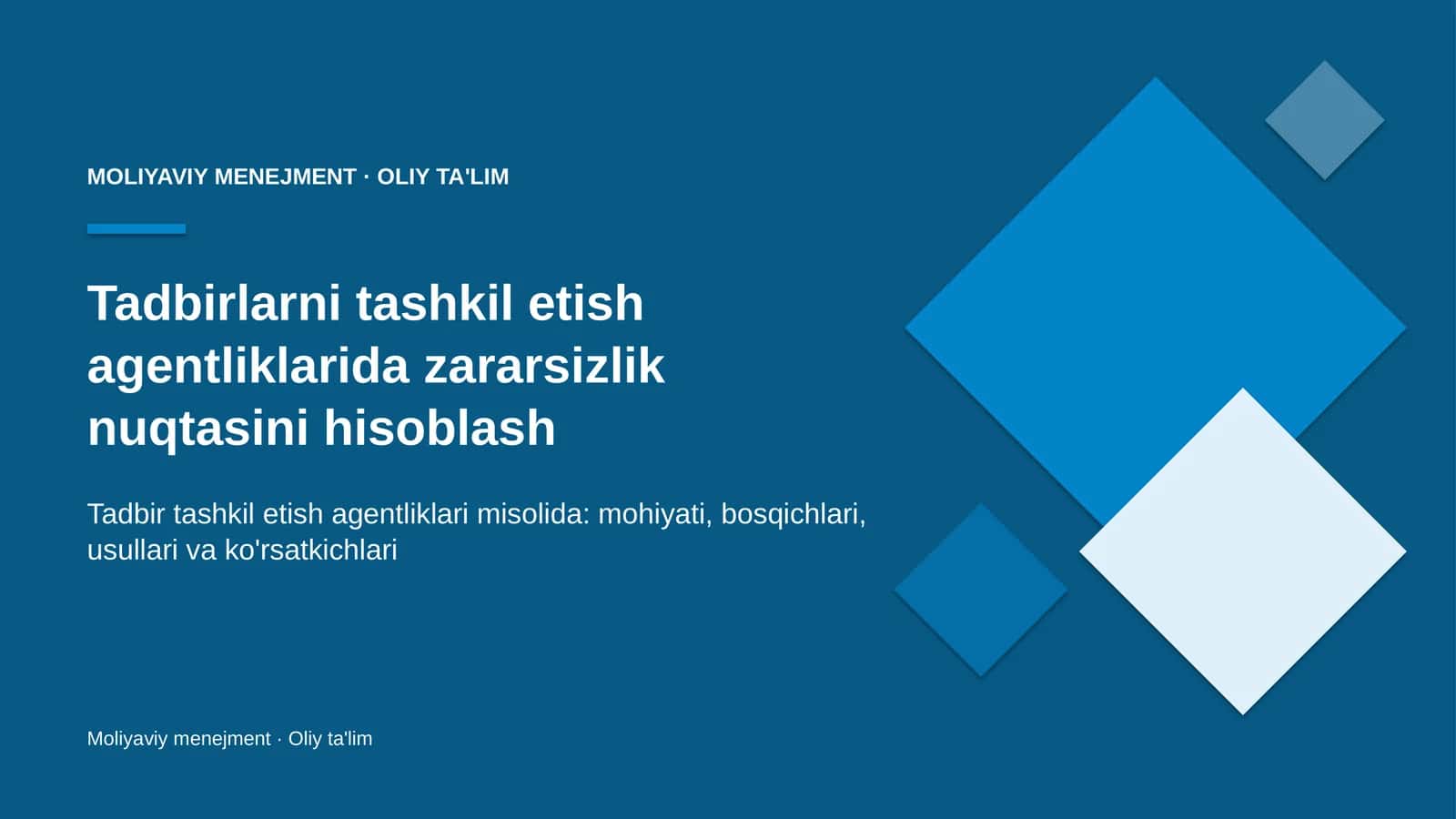tadbirlarni tashkil etish agentliklarida zararsizlik nuqtasini hisoblash 8288 1