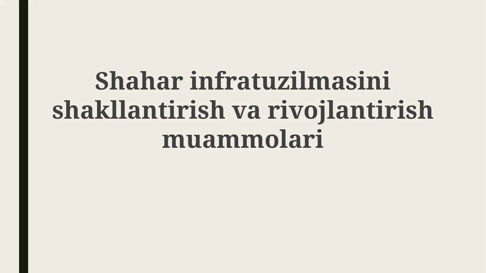 Shahar infratuzilmasi muammolari 1