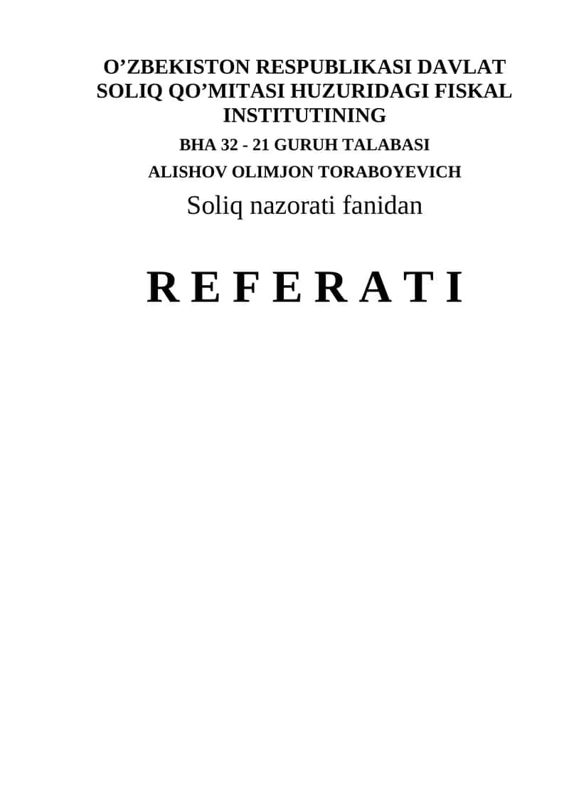 Soliq auditini o'tkazish tartib-qoidalari 1