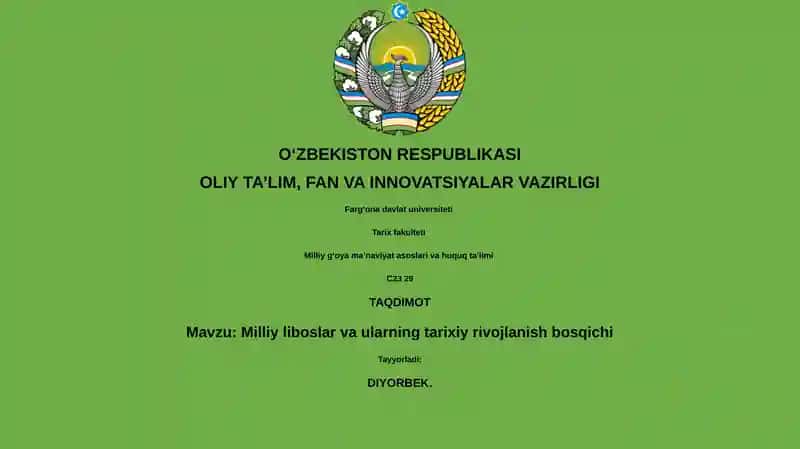 Milliy liboslar va ularning tarixiy rivojlanish bosqichi