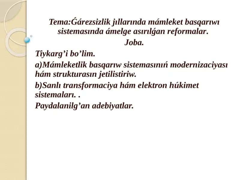 Reformalar mavzusi 1