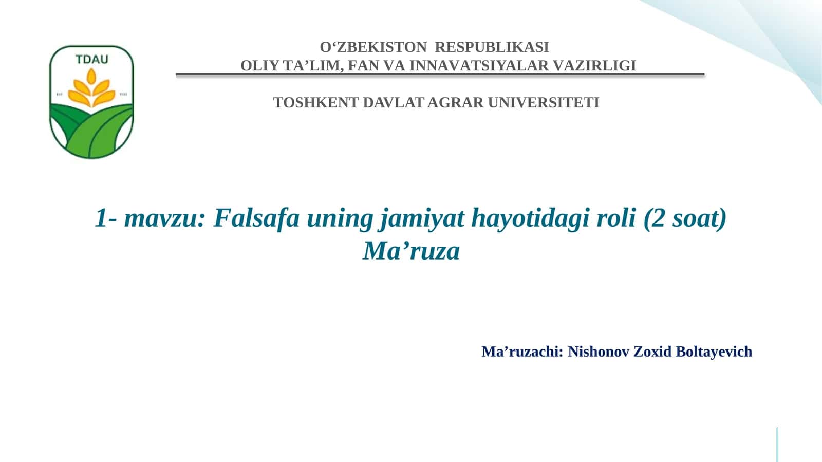 Falsafauning jamiyathayotidagi roli 1