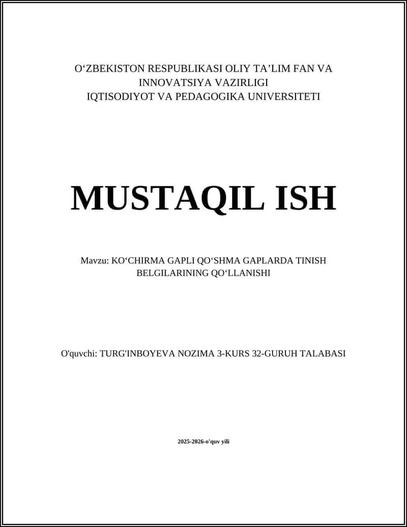 KOʻCHIRMA GAPLI QOʻSHMA GAPLARDA TINISH BELGILARINING QOʻLLANISHI 1