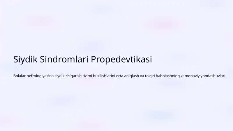 Siydik Sindromlari Propedevtikasi 1