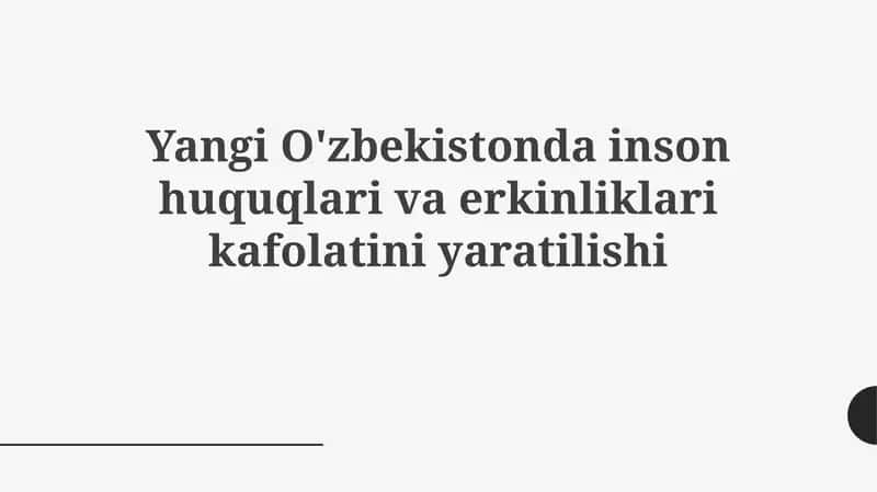 Yangi O'zbekiston Konstitutsiyasi: Inson huquqlarining kafolati 1