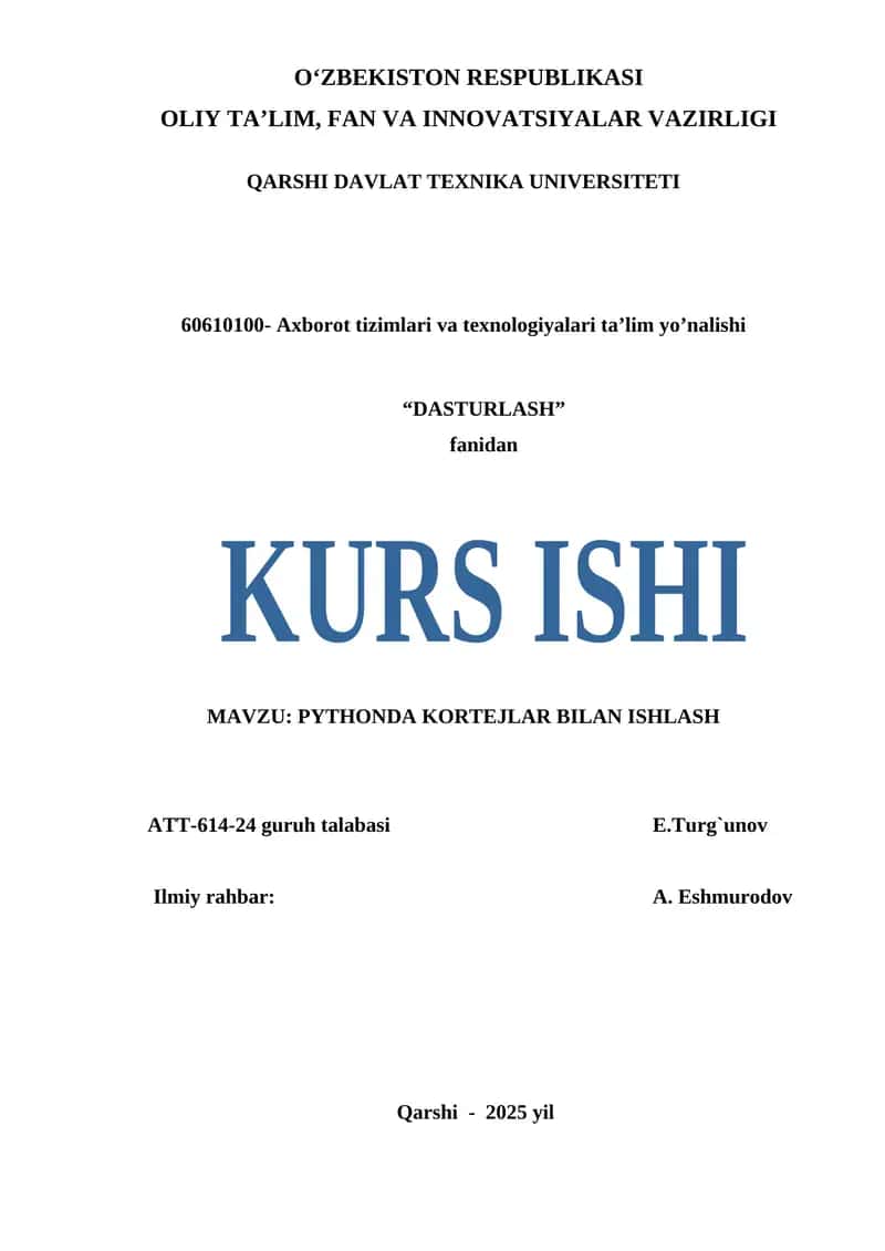 PythonDA KORTEJLAR BILAN ISHLASH 1