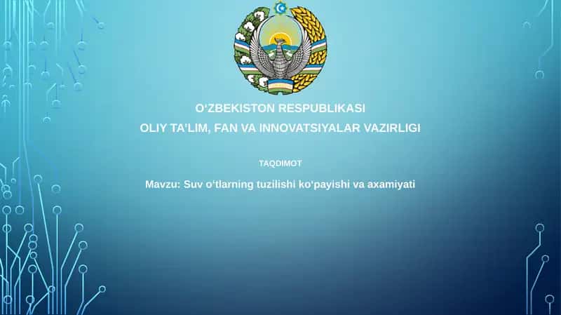 Suv o'simliklarining tuzilishi va ko'payishi vaaxamiyati 1
