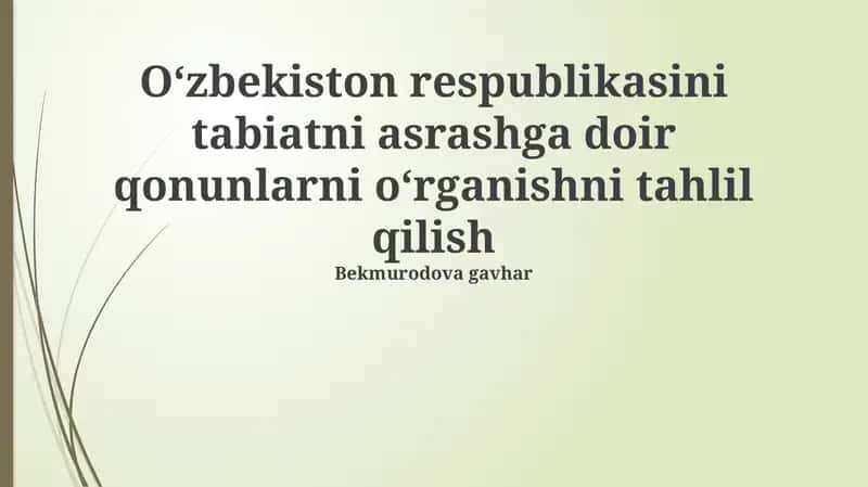Atrof-muhitni muhofaza qilish qonunchiligi 1