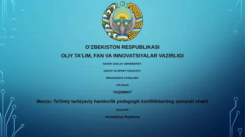 Ta'limiy tarbiyaviy hamkorlik pedagogik konfiliktlarning samarali shakli 1