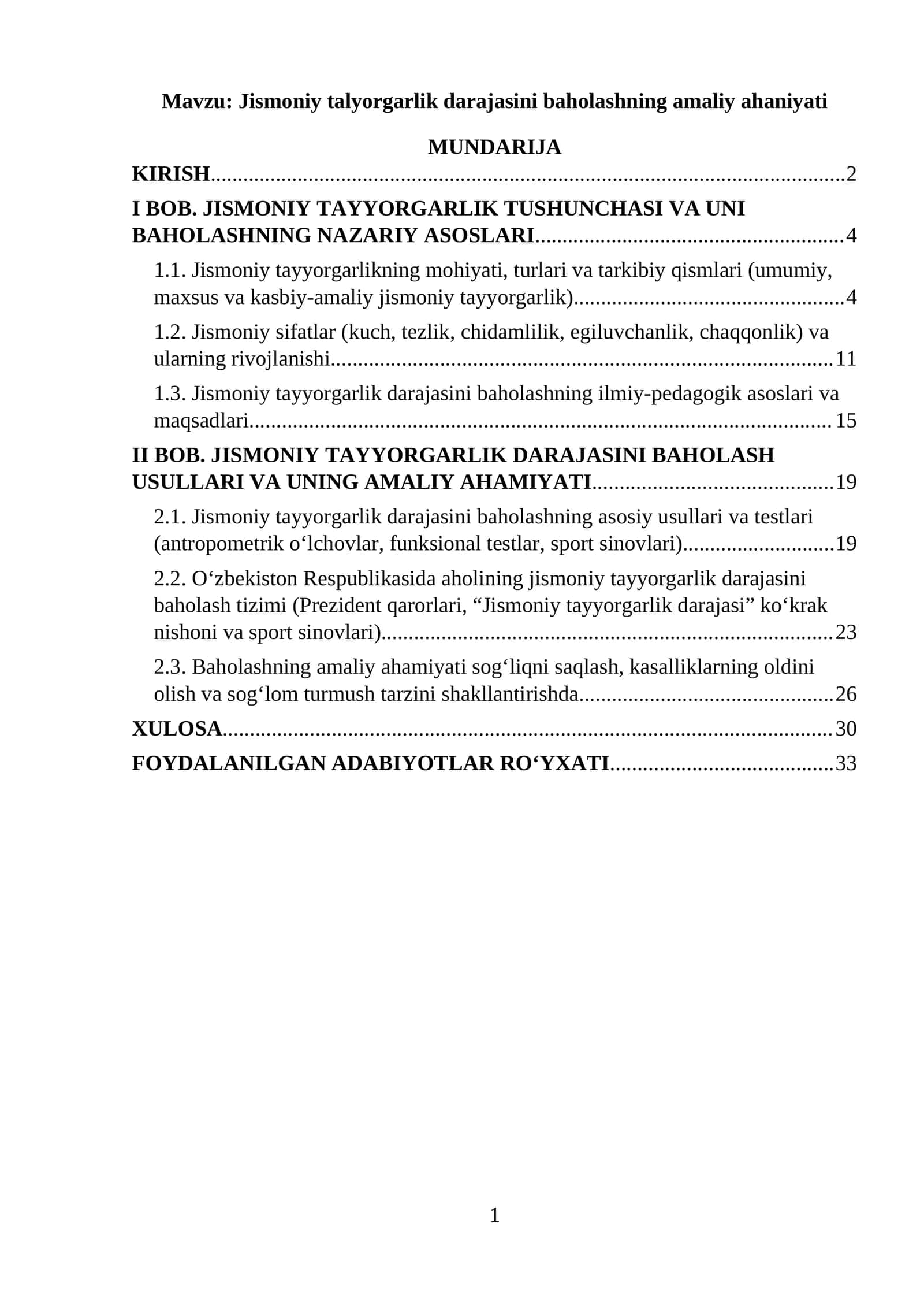 Jismoniy talyorgarlik darajasini baholashning amaliy ahaniyati 1