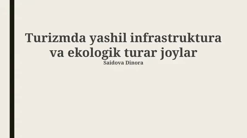 Yashil infratuzilma va ekoturizm 1