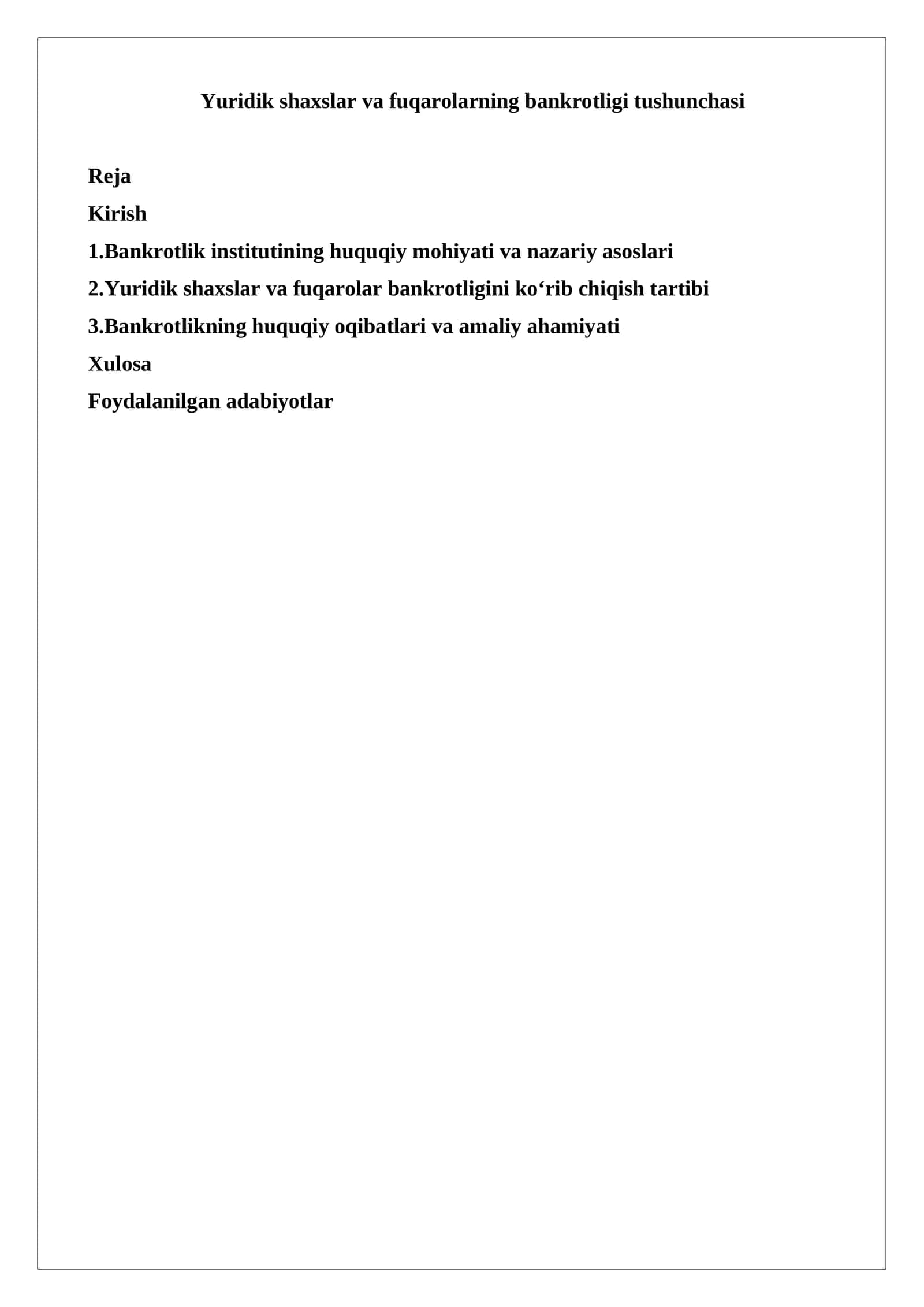 Yuridik shaxslar va fuqarolarning bankrotligi tushunchasi 1