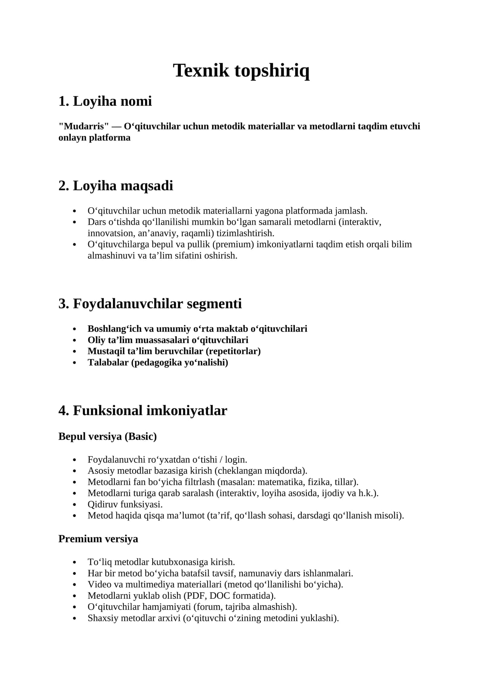 Texnik topshiriq 1