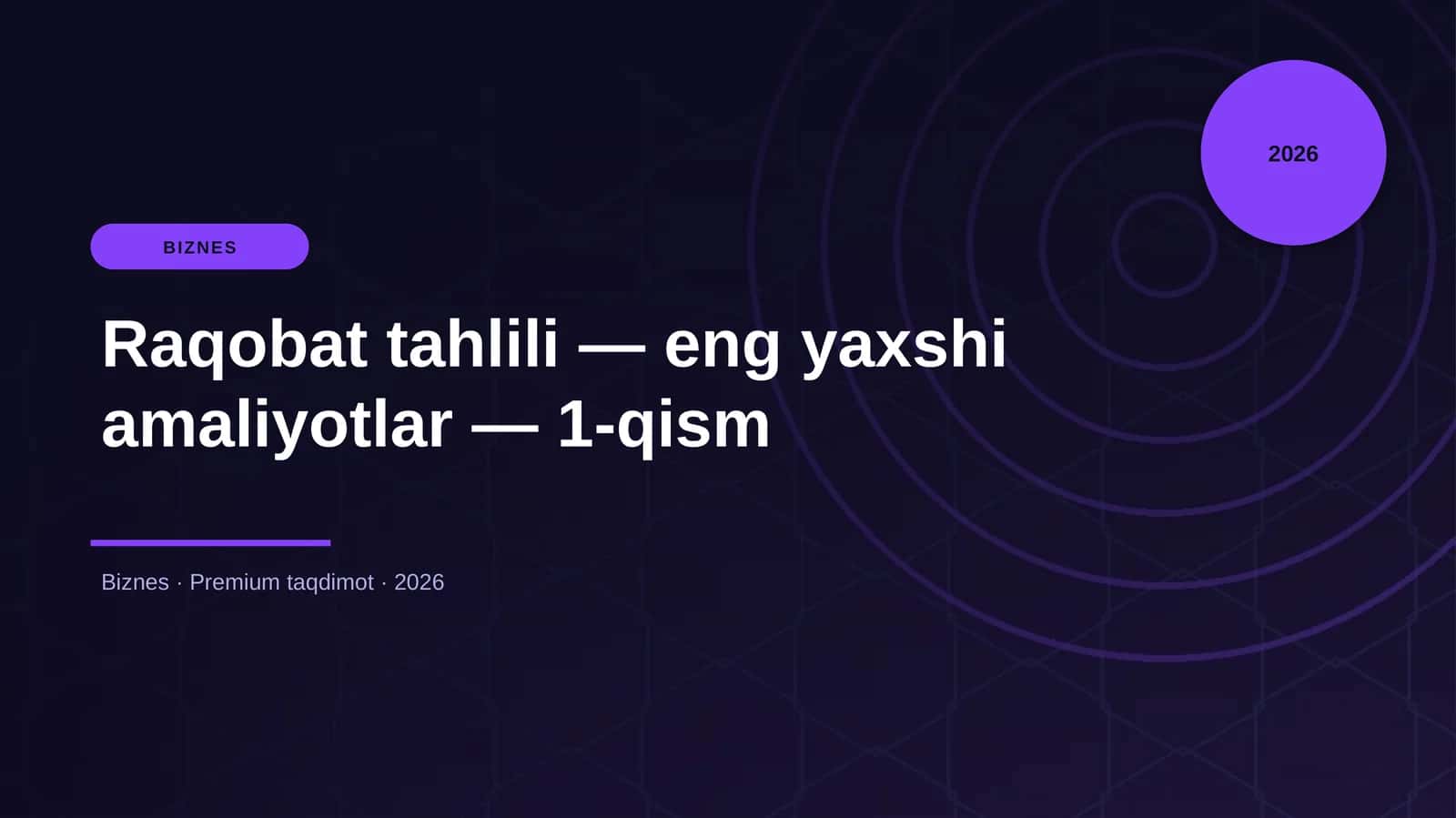 Raqobat Tahlili - Eng Yaxshi Amaliyotlar - 1-qism 1
