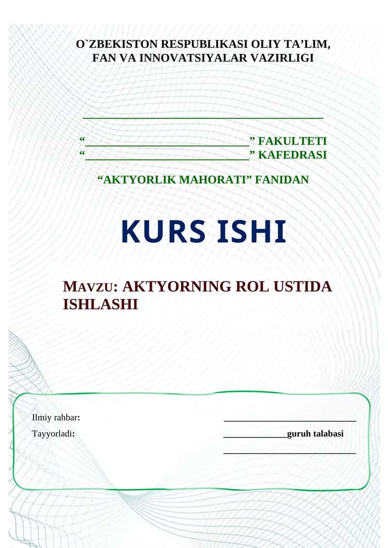 AKTYORNING ROL USTIDA ISHLASHI 1