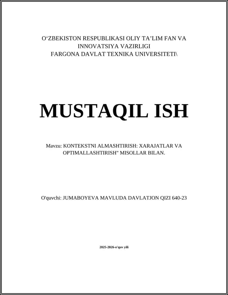 Kontekstni almashtirish: Xarajatlar va optimallashtirish, misollar bilan 1