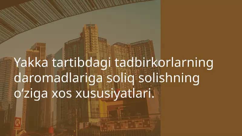 Yakkatartibdagitadbirkorlar uchun soliq tizimi 1