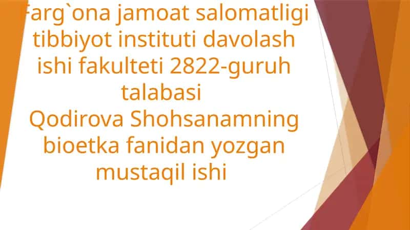 O`zbekistonda transpalantatsiyaning etik huquqiy jihatlari,bioxavfszlik 1