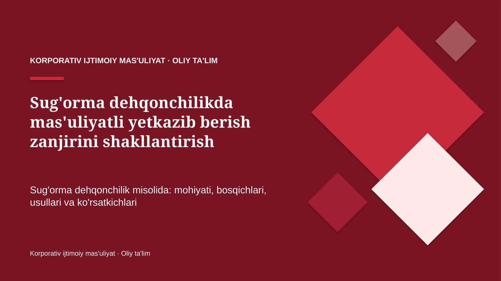 sug'orma dehqonchilikda mas'uliyatli yetkazib berish zanjirini shakllantirish 8220 1