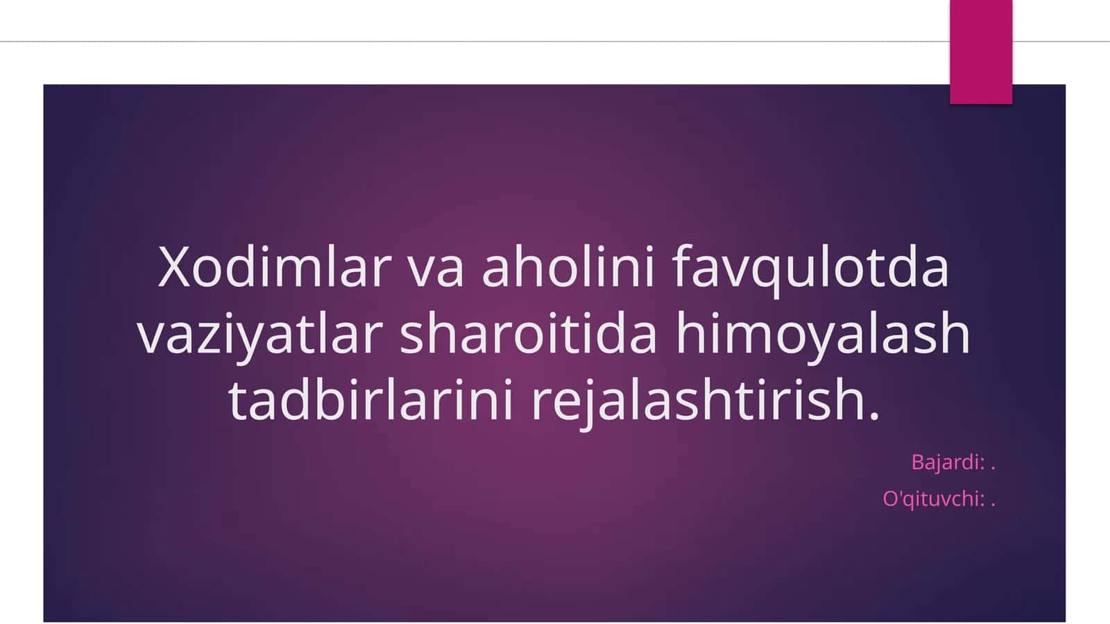 Xodimlar va aholini favqulotda himoyalash tadbirlari 1