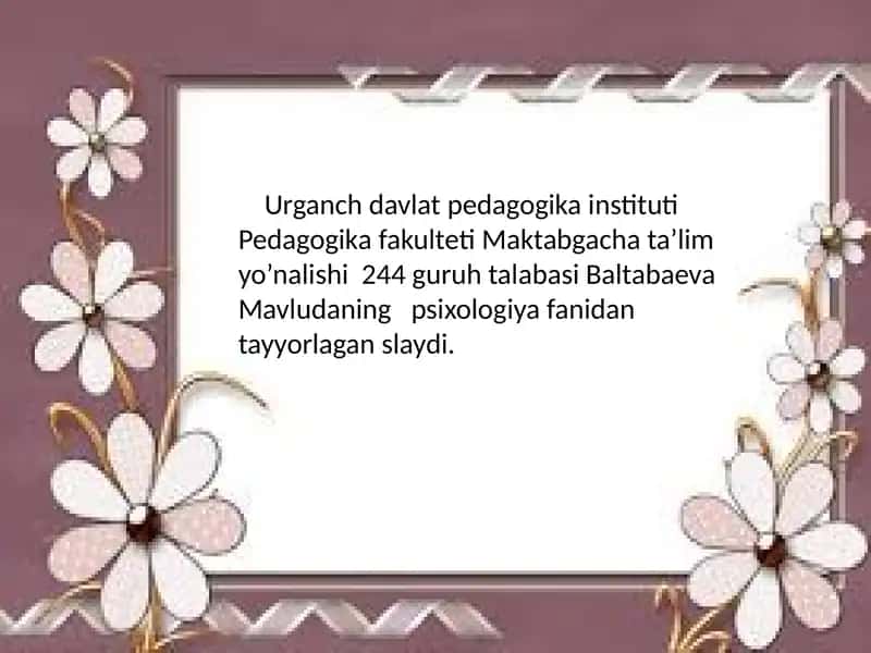 Psixologiya fanidagi slayd 1