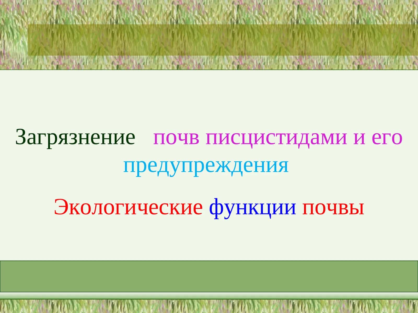 Экологические функции почвы 1