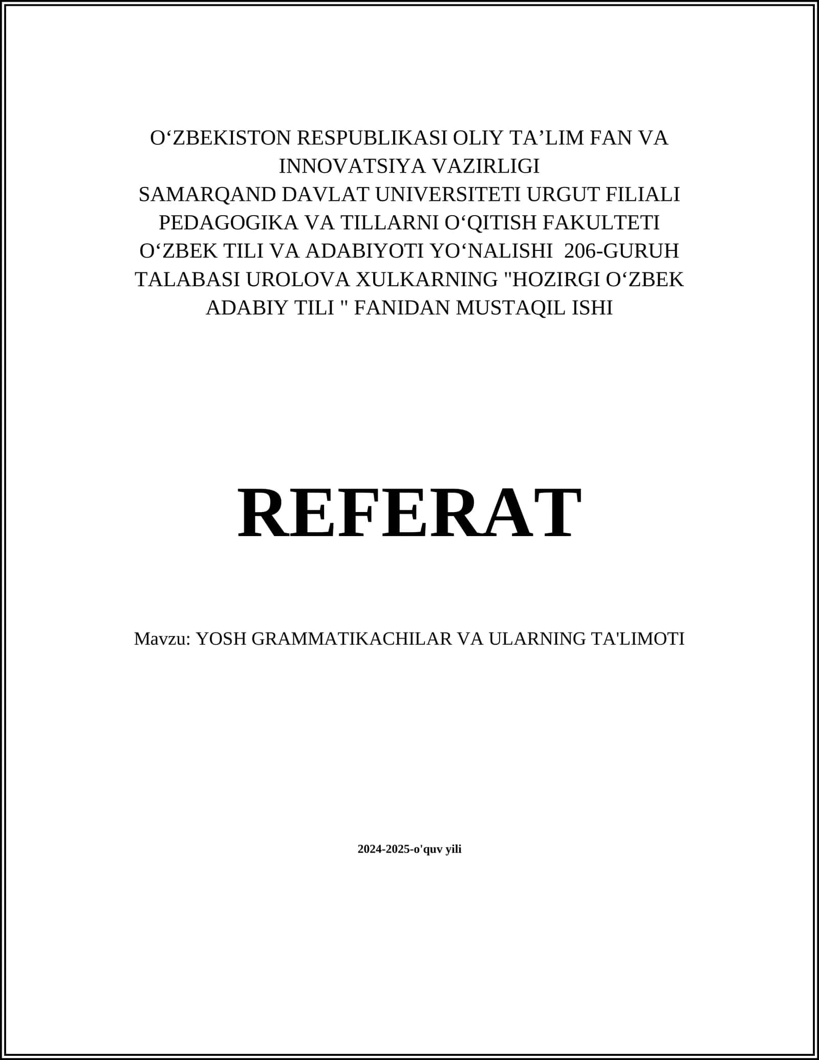 YOSH GRAMMATIKACHILAR VA ULARNING TA'LIMOTI 1