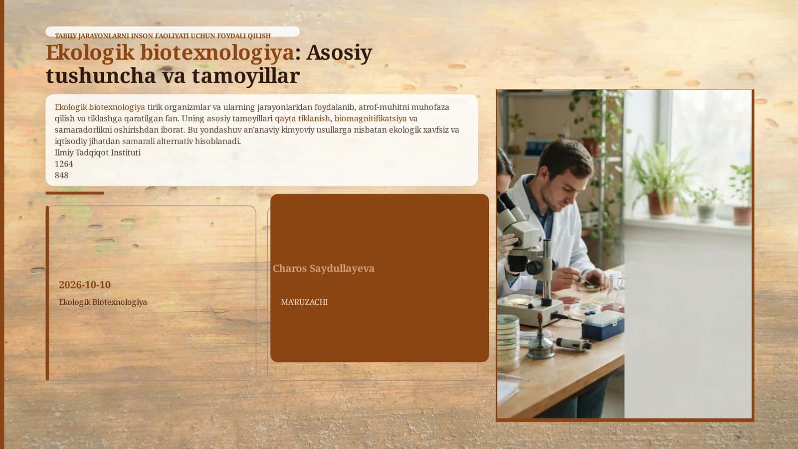 Ekologik biotexnologiya: Asosiy tushuncha va tamoyillar 1