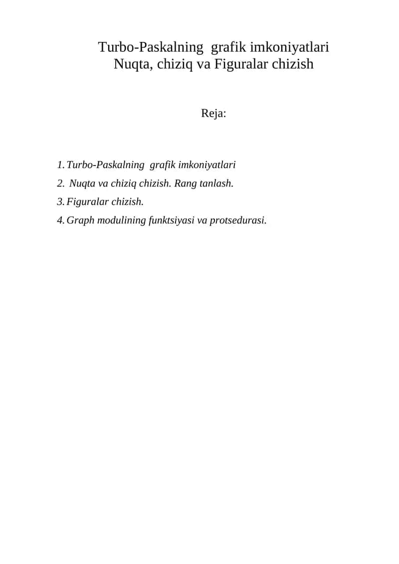 Turbo-Paskalning grafik imkoniyatlari 1
