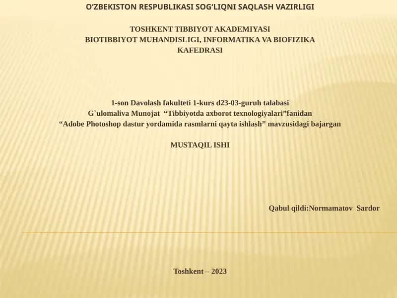 Adobe Photoshop dastur yordamida rasmlarni qayta ishlash 1