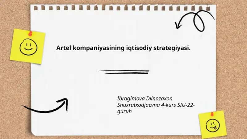 Artel kompaniyasining iqtisodiy strategiyasi 1
