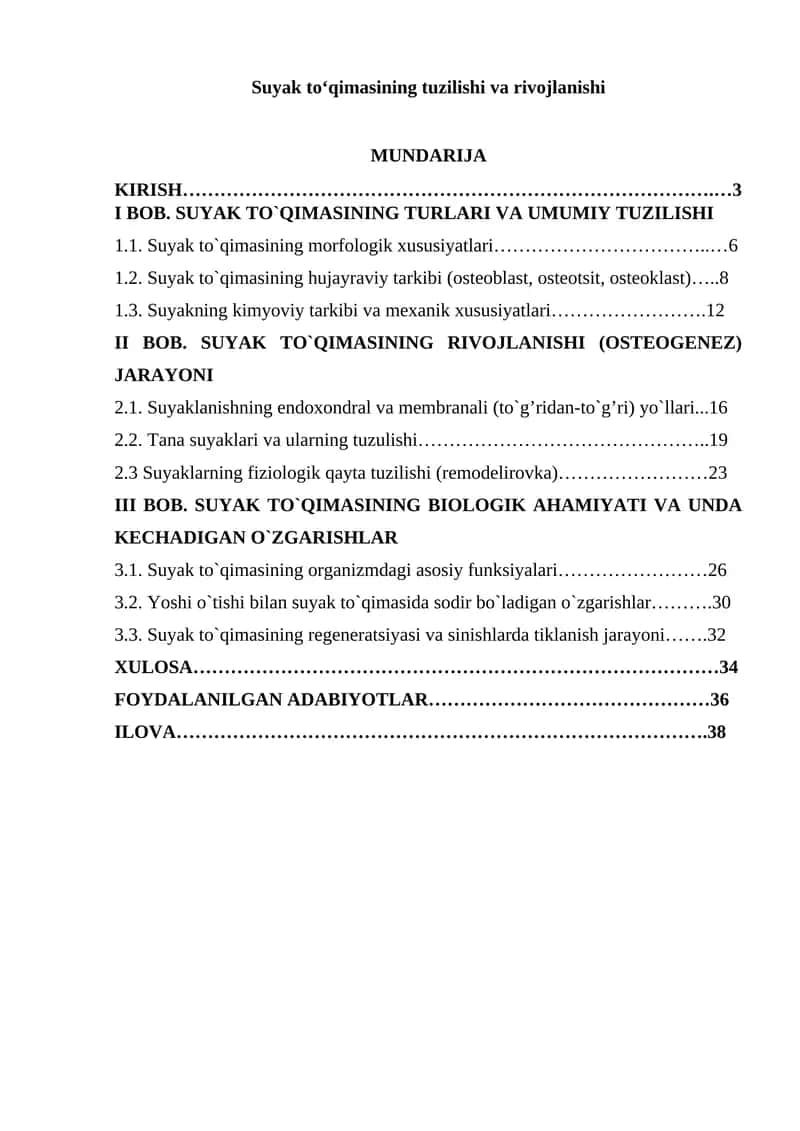 Suyak to'qimasining tuzilishi va rivojlanishi 1