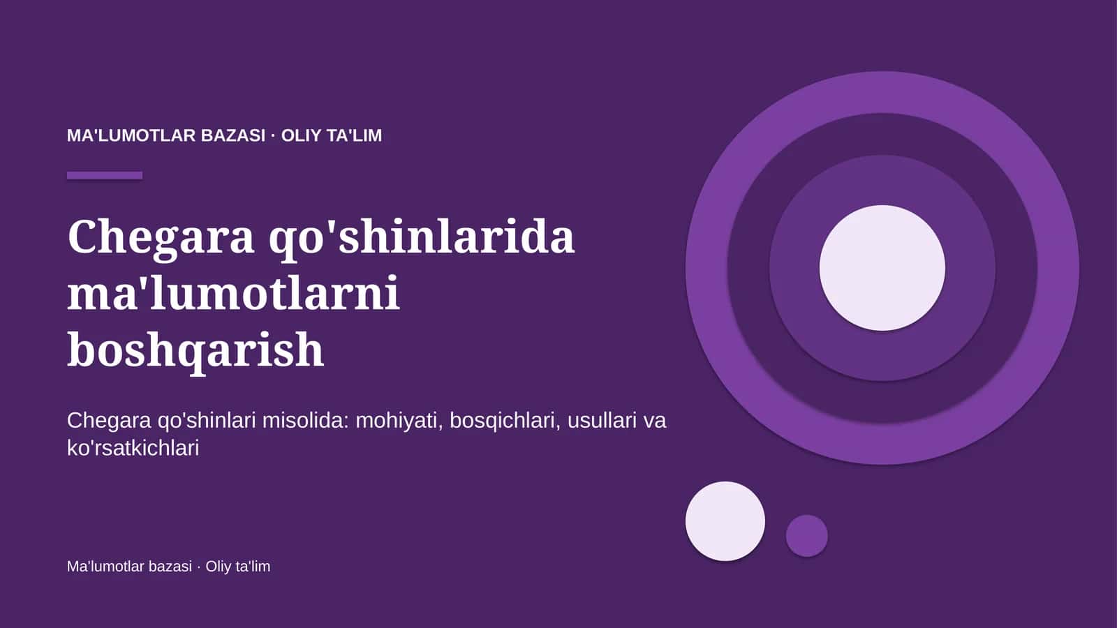 Chegara qo'shinlarida ma'lumotlarni boshqarish 1