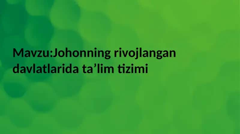 Johonning rivojlangan davlatlari data ilmi tizimi 1
