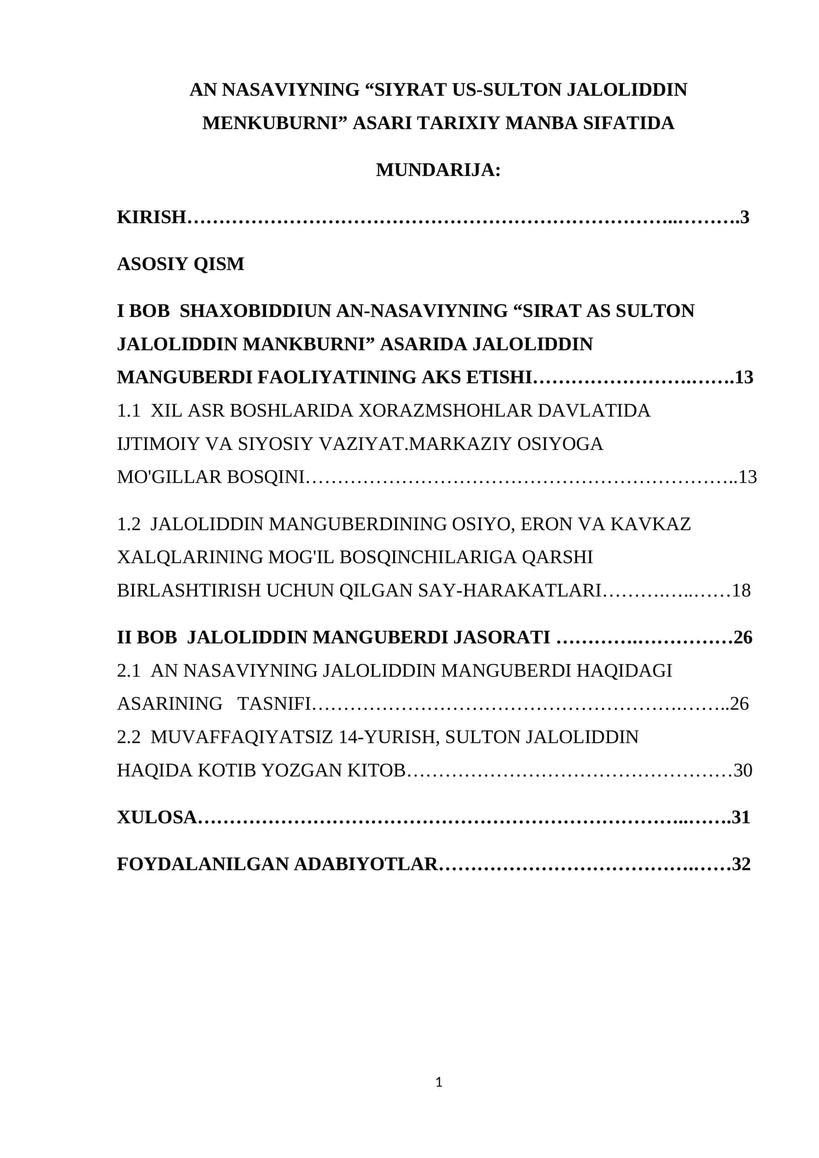 AN NASAVIYNING “SIYRAT US-SULTON JALOLIDDIN MENKUBURNI” ASARI TARIXIY MANBA SIFATIDA 1